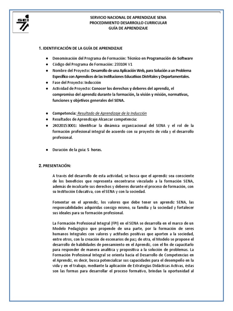 Guía de Aprendizaje SENA 2025 | PDF | Aprendizaje | Evaluación