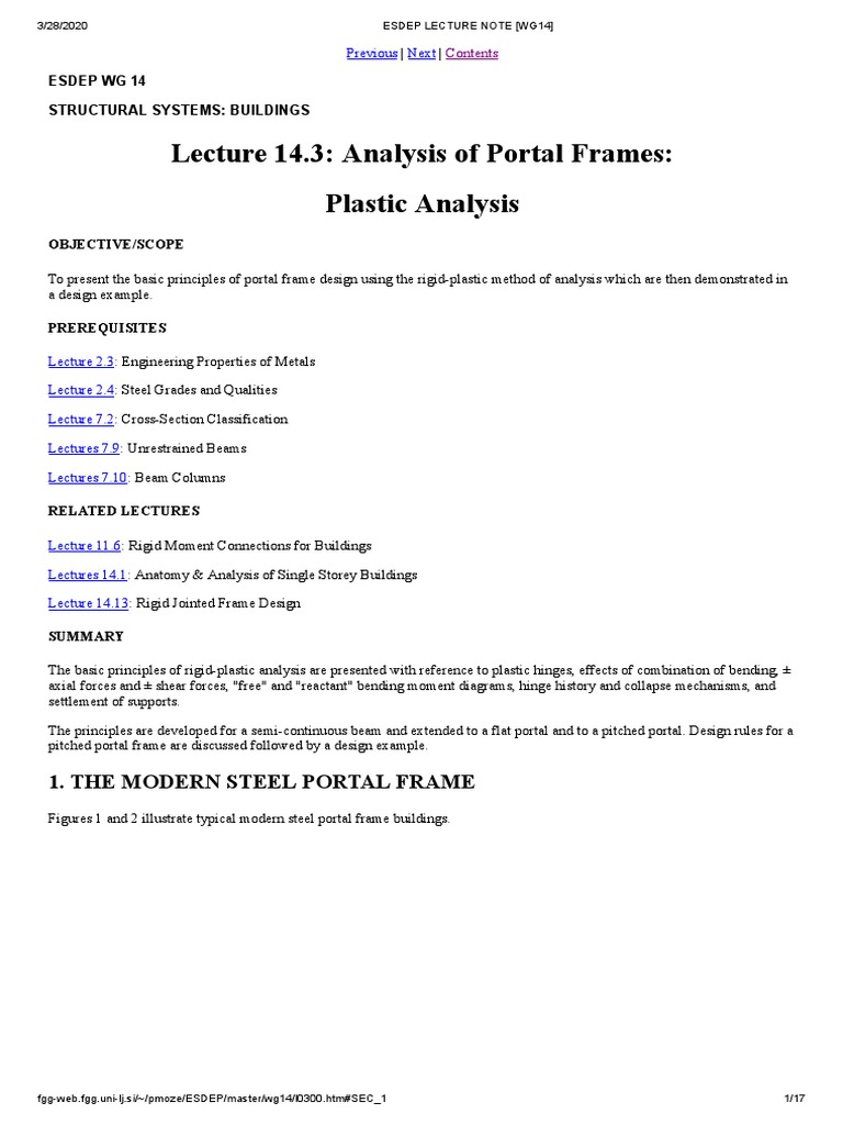 Analysis of Portal Frames & Plastic Analysis | PDF | Bending | Beam ...