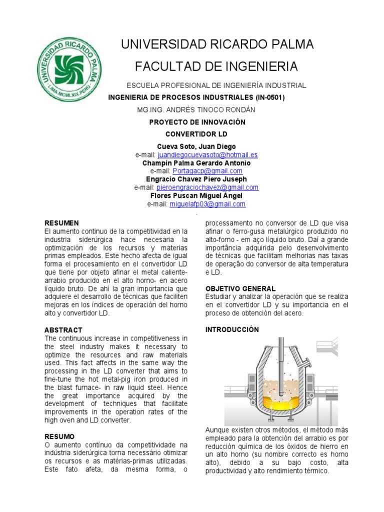 Paper-Convertidor LD | Descargar gratis PDF | Arrabio | Sustancias químicas