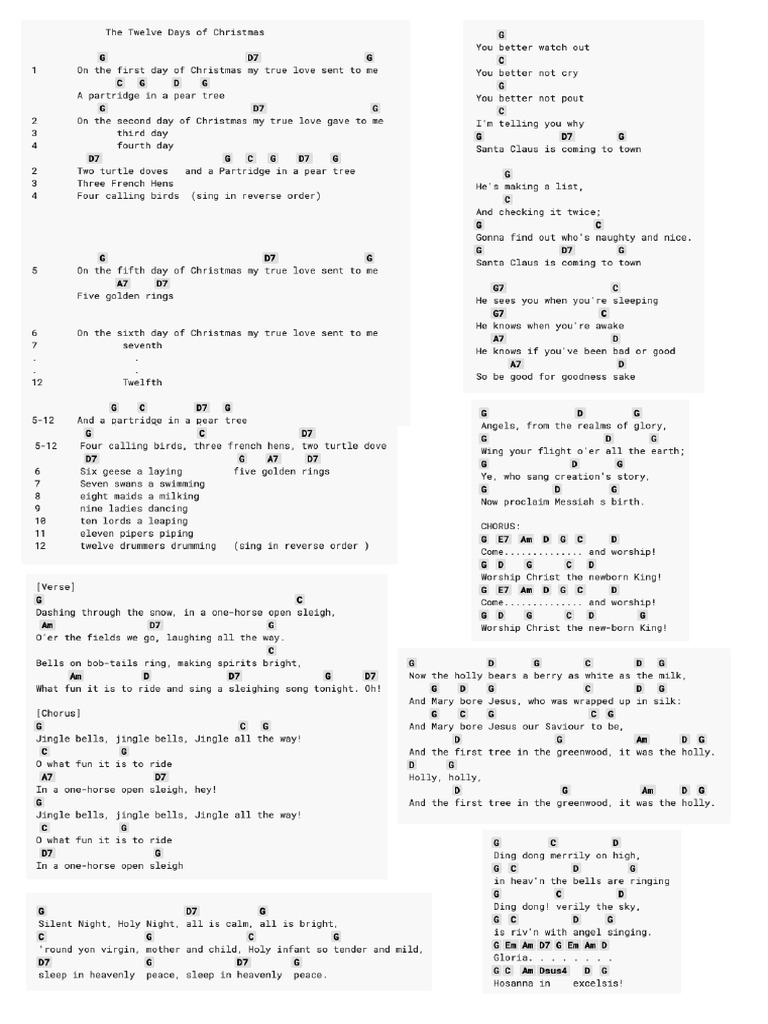 Christmas Carol Chords  PDF