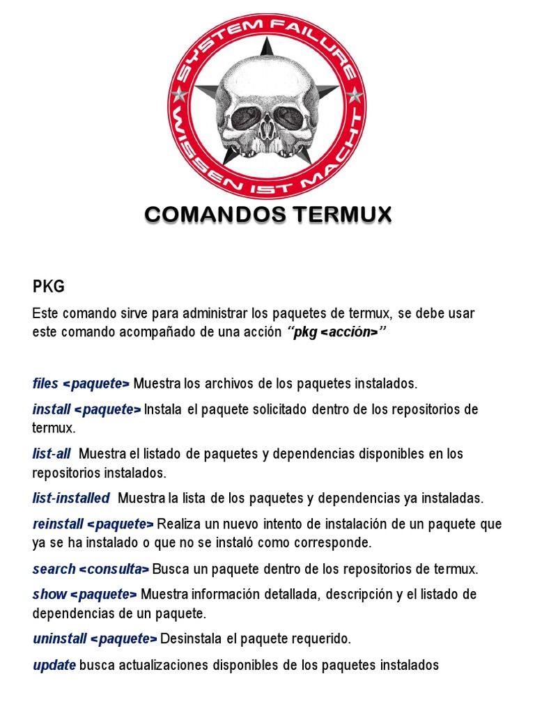 Comandos Termux | PDF | Directorio (Computación) | Archivo de computadora