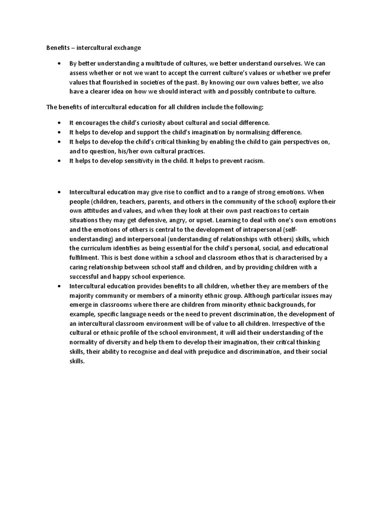 Benefits of Multicultural Education | PDF | Cross Cultural ...