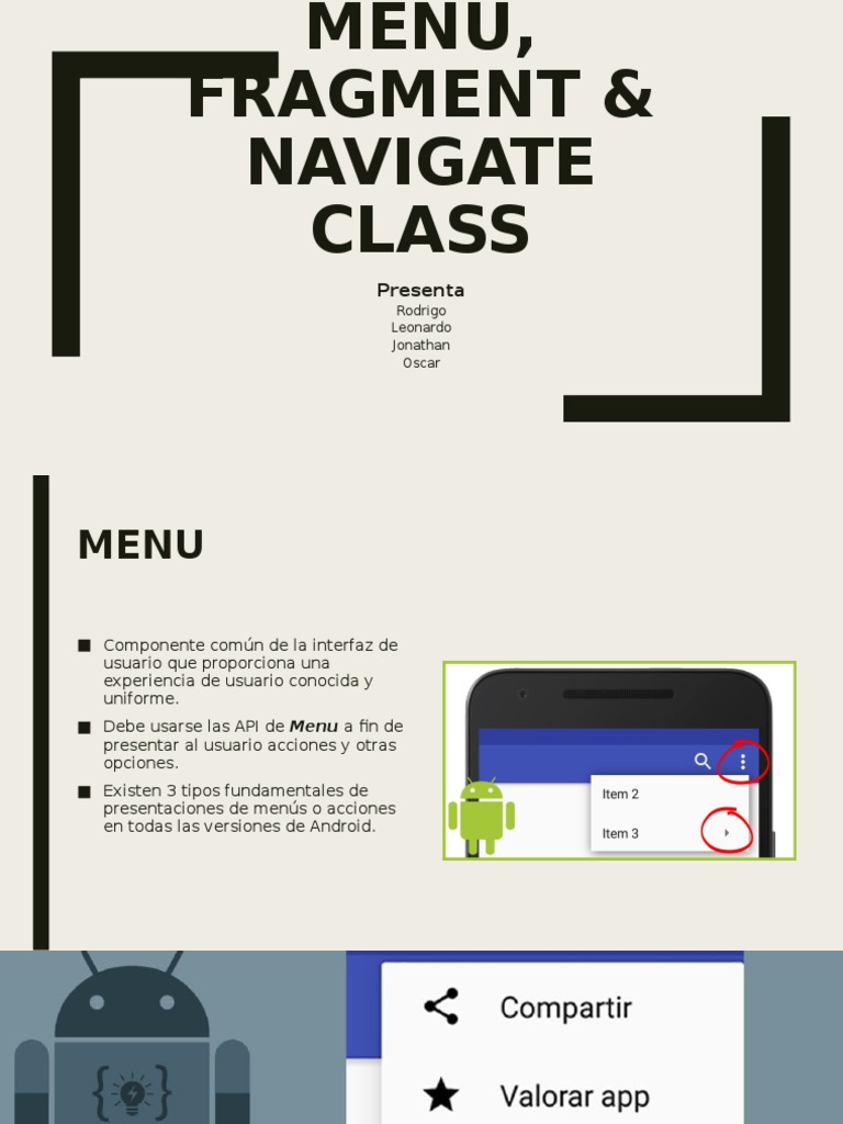 Menús y Navegación en Android | PDF | Aplicación movil | Android ...
