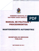 Manual Politicas Procedimientos Mantenimiento Preventivo Correctivo Taller Mecanico Automotriz Formatos Ejemplos PDF