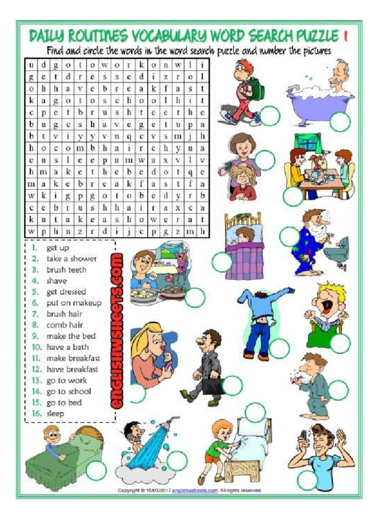 Daily Routines Crossword | PDF
