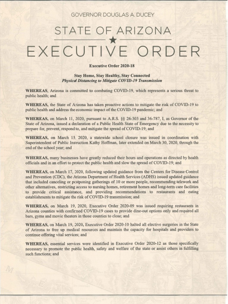 Arizona Executive Order To Stay at Home Because of COVID19 PDF
