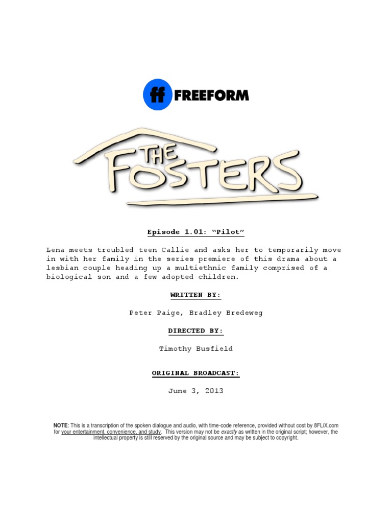 The Fosters 2013 Script 1 01 Pilot PDF