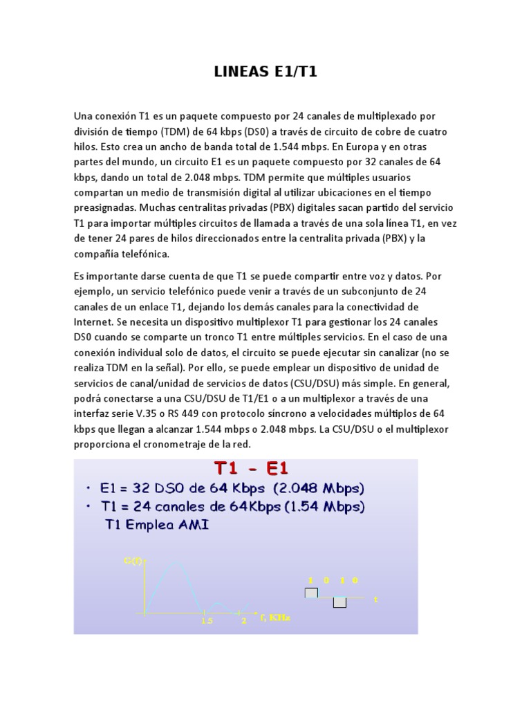 Comparativa de Líneas E1 y T1 | PDF | Señalización (Telecomunicaciones ...