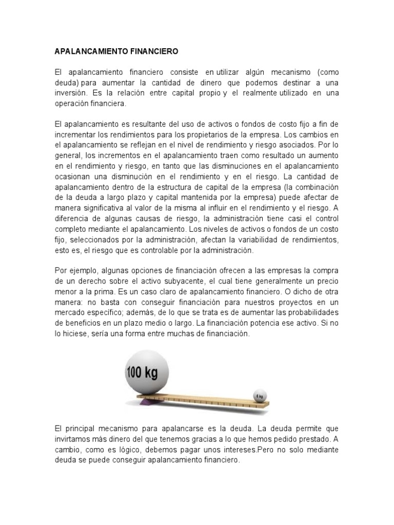 Significado de Apalancamiento Financiero | PDF | Apalancamiento ...
