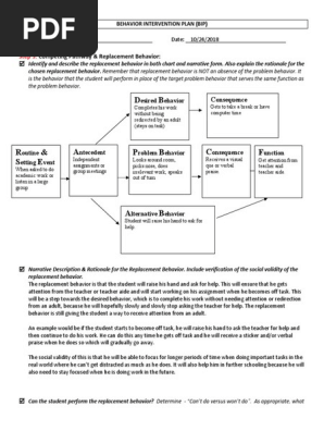 behavior intervention plan