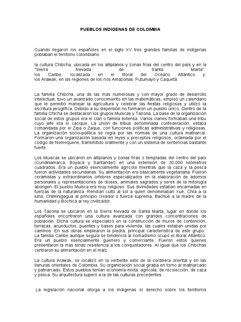 Culturas Indígenas de Colombia | PDF | Colombia | Pueblos Indígenas de ...