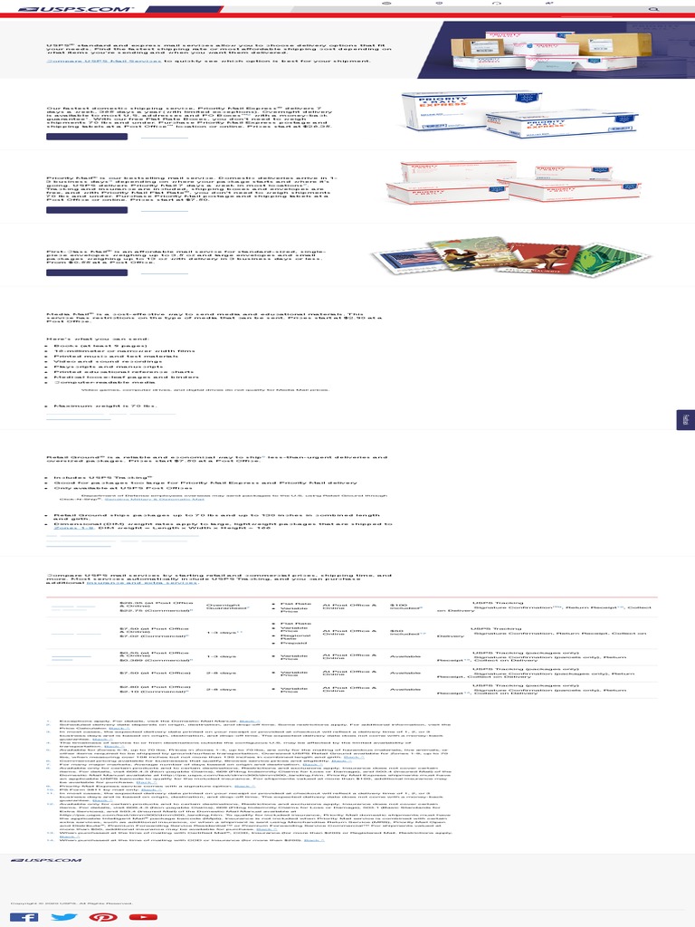 Mail & Shipping Services - USPS | PDF | United States Postal Service | Mail