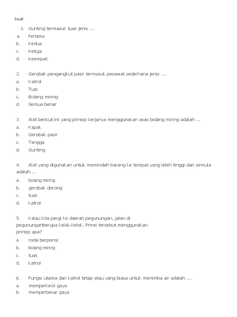 Contoh Soal Pesawat Sederhana Pdf
