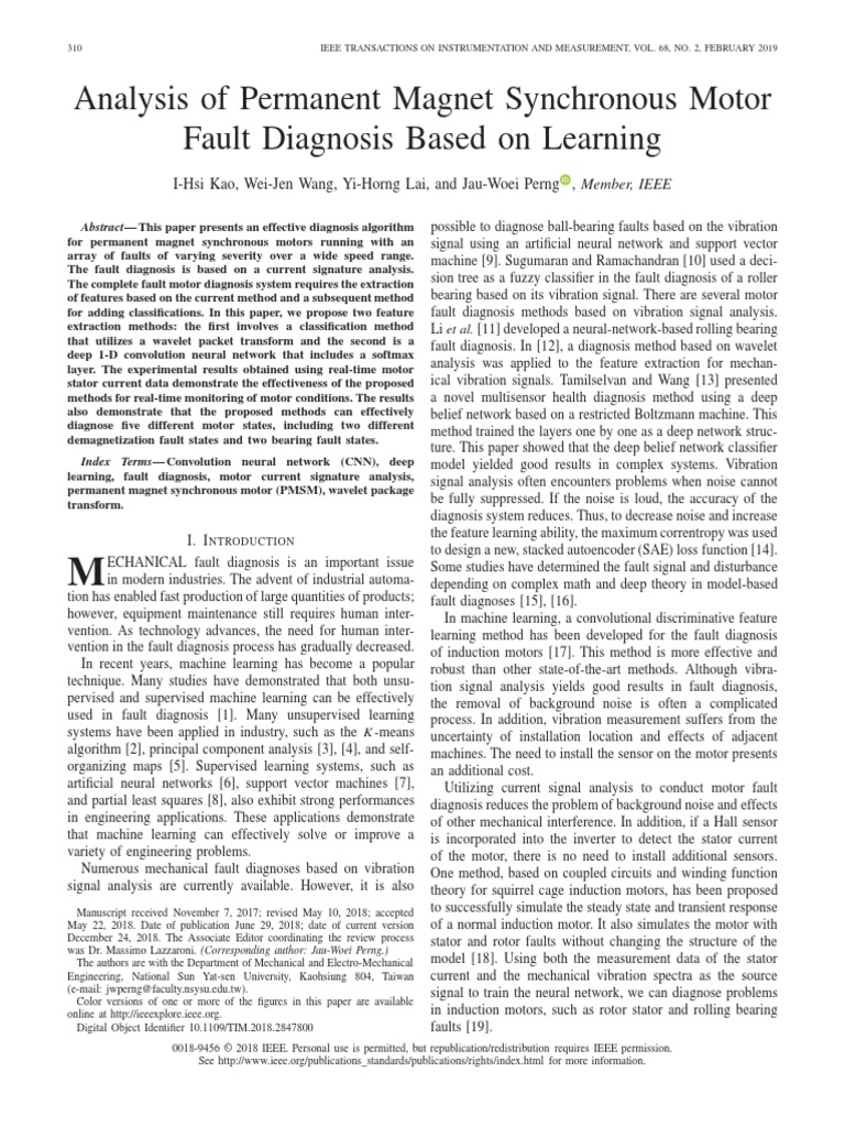 Analysis of Permanent Magnet Synchronous Motor | PDF | Wavelet ...