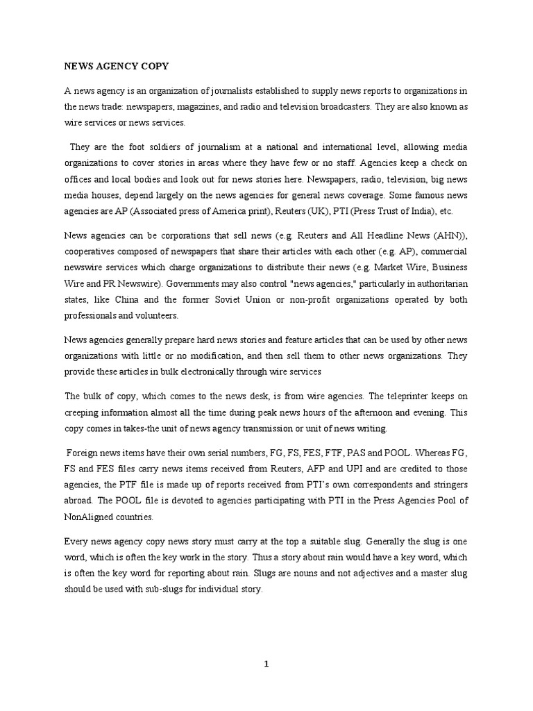 News Agency | PDF | News | Associated Press