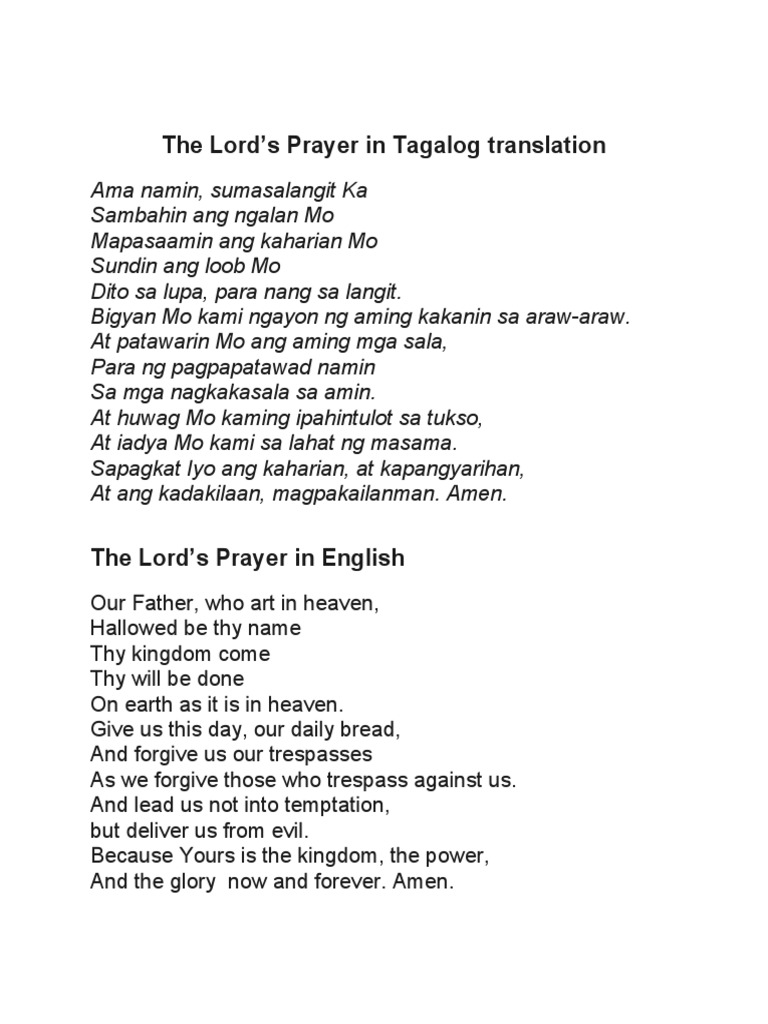Sumasampalataya Prayer Tagalog Version