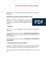 Demanda de Separación Convencional de Cuerpos y Divorcio