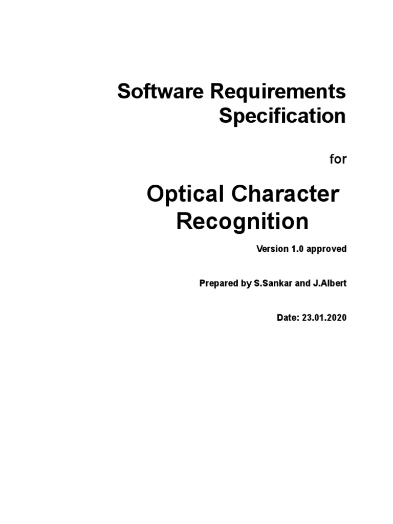 OCR Software Requirements Specification | PDF | Optical Character ...