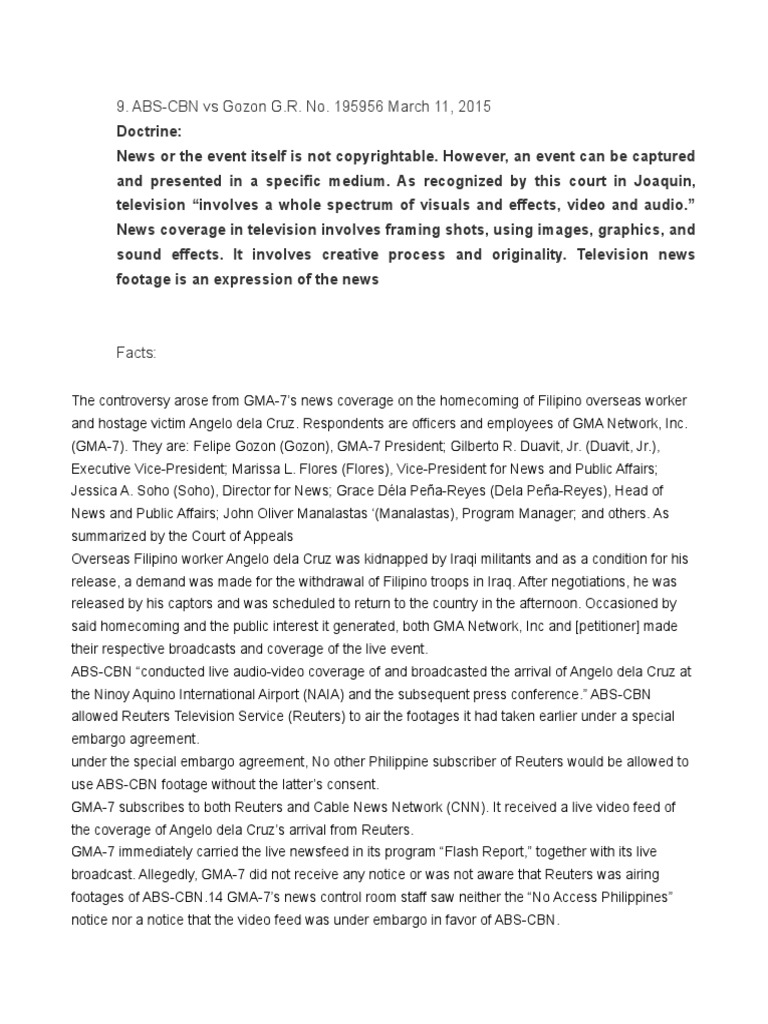 ABSCBN Vs Gozon PDF Public Law Government Information