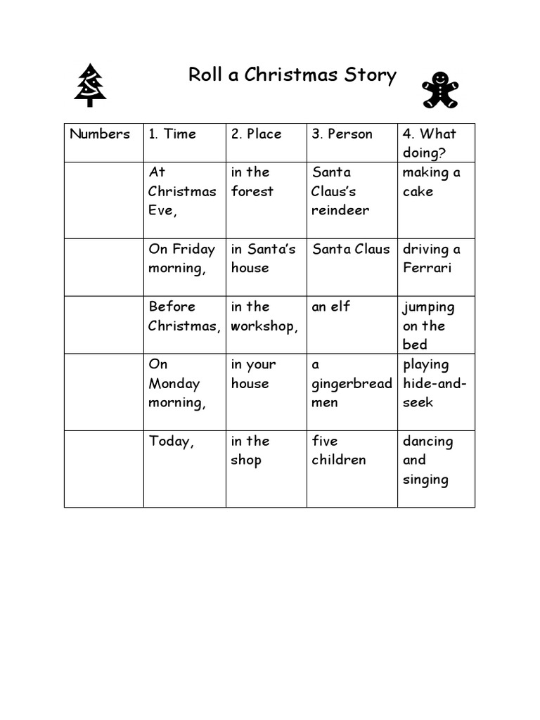 Roll A Christmas Story | PDF for Christmas Roll A Story Free Printable