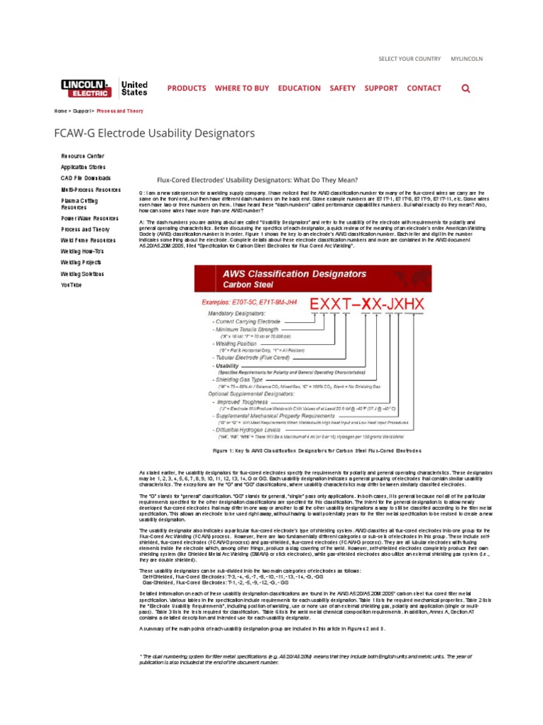 FCAW Electrode Designation PDF Welding Construction