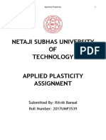 Applied Plasticity Assignment - 2017UMP3539 PDF