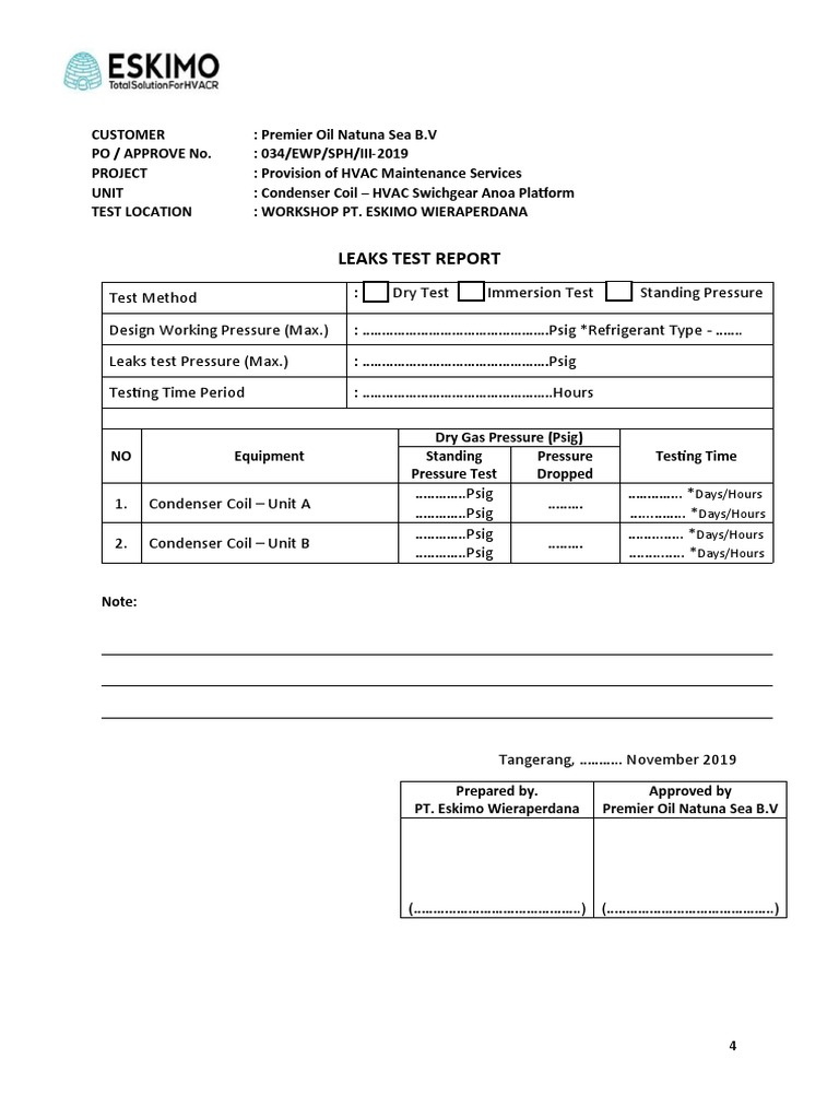 Form Result Leaks Test Condenser PDF