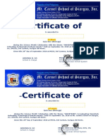 Cetificate For Nutrition Month