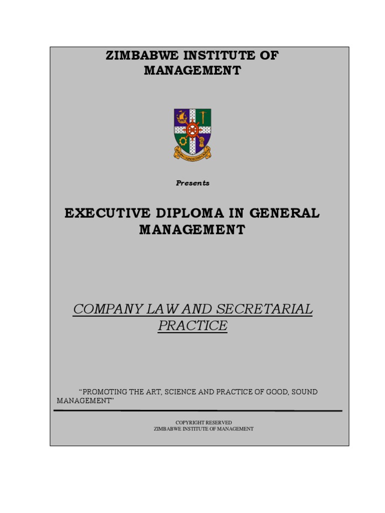 Company Law Module - Zimbabwe Institute of Management (ZIM) | PDF