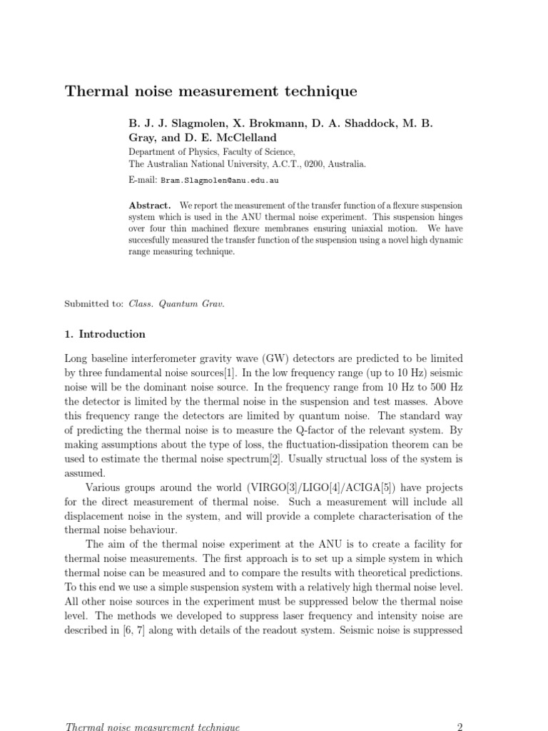 Thermal Noise Measurement Technique | PDF | Interferometry | Applied ...