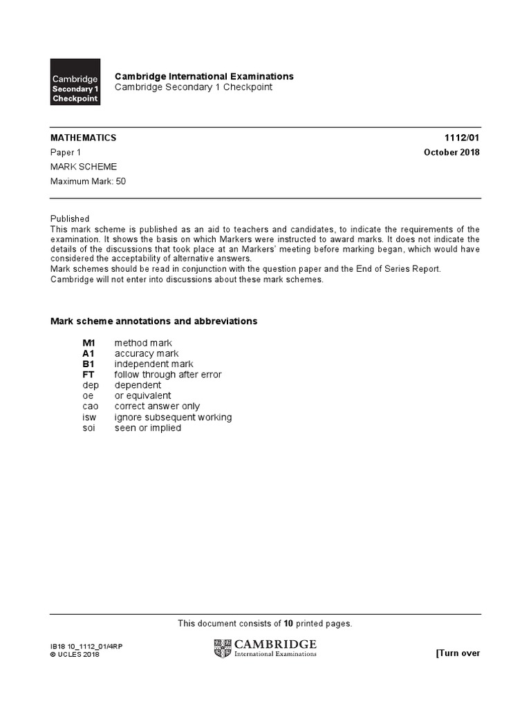 p1 Math Oct 2018 Ans | PDF | Fraction (Mathematics) | Teaching Mathematics