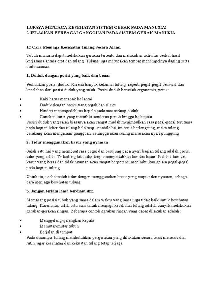 Rangkuman Sistem Gerak Pada Manusia Kelas 8 Kurikulum 2013 Beserta Gambarnya Materi Kimia