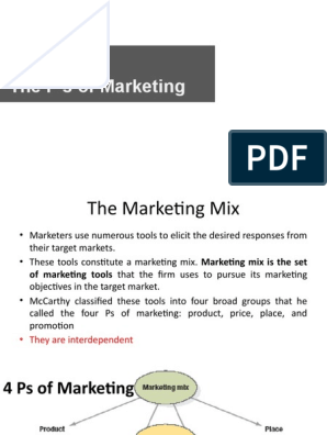 Marketing Mix 4Ps PDF | Marketing | Market (Economics)