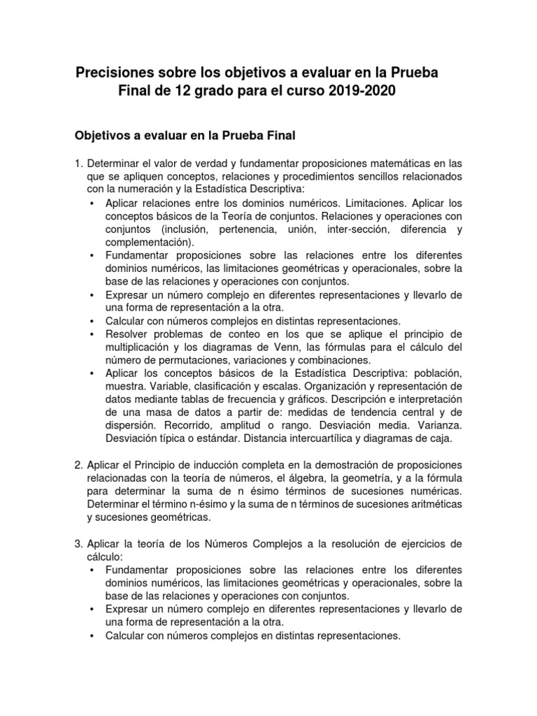 Precis - y - Obj - PF - 12 PDF | PDF | Número complejo | Geometría