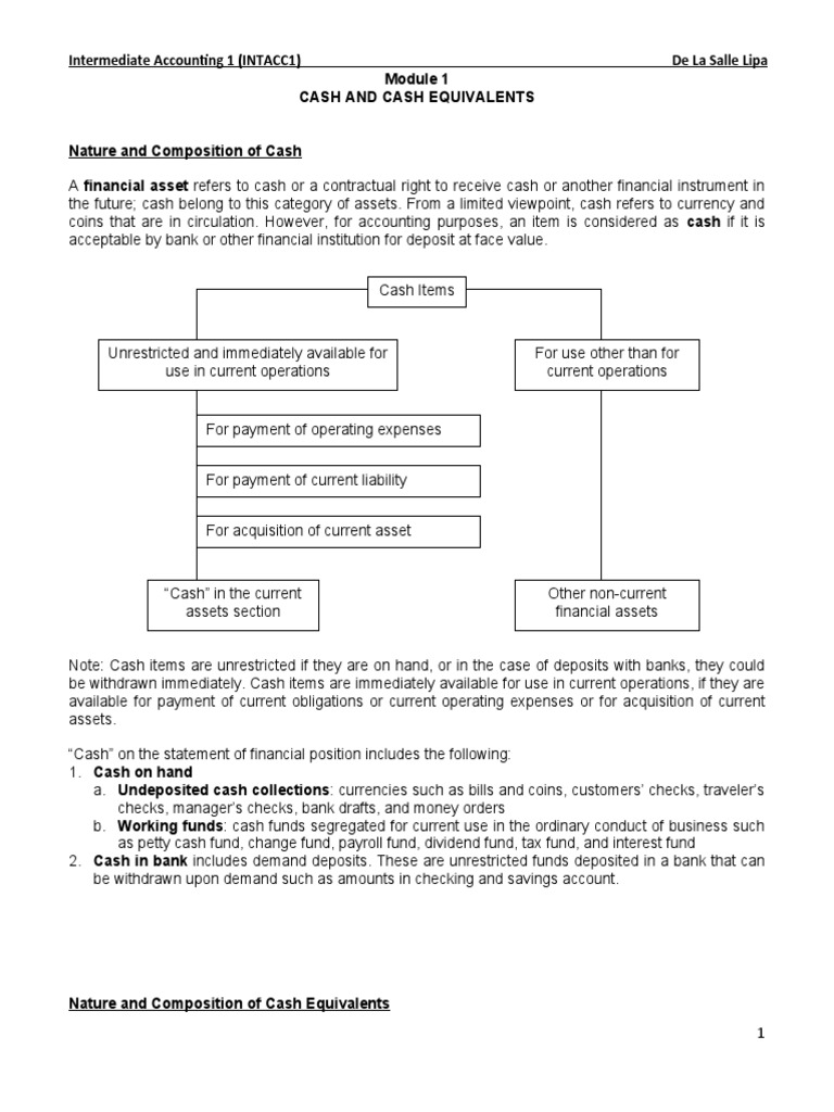 01 CashandCashEquivalentsNotes | PDF | Deposit Account | Banks