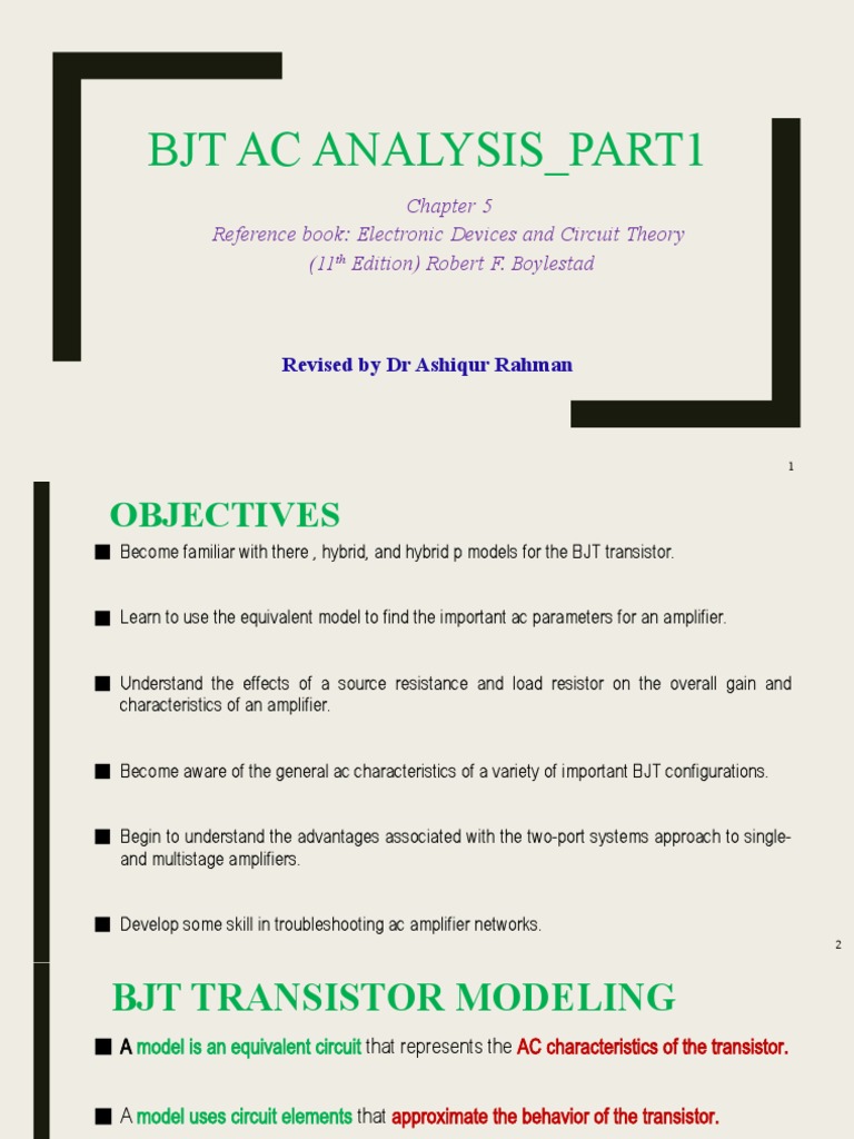 BJT AC Analysis and Modeling Techniques | PDF | Bipolar Junction ...