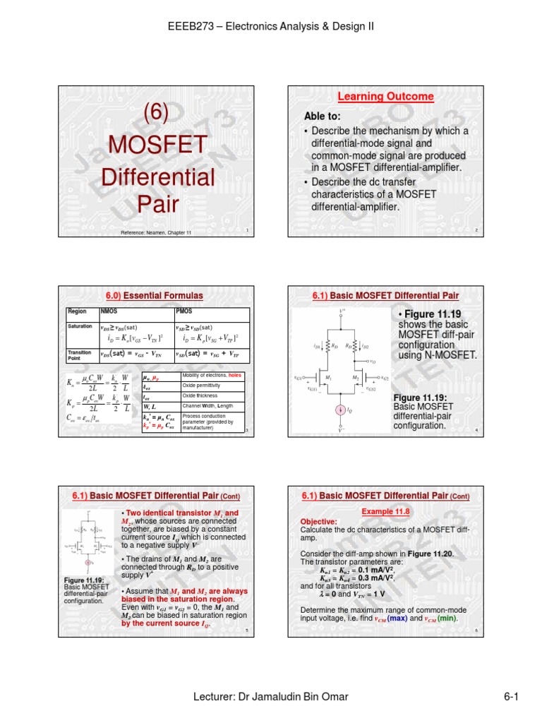 MOSFET Differential Amplifier Analysis | PDF | Mosfet | Amplifier