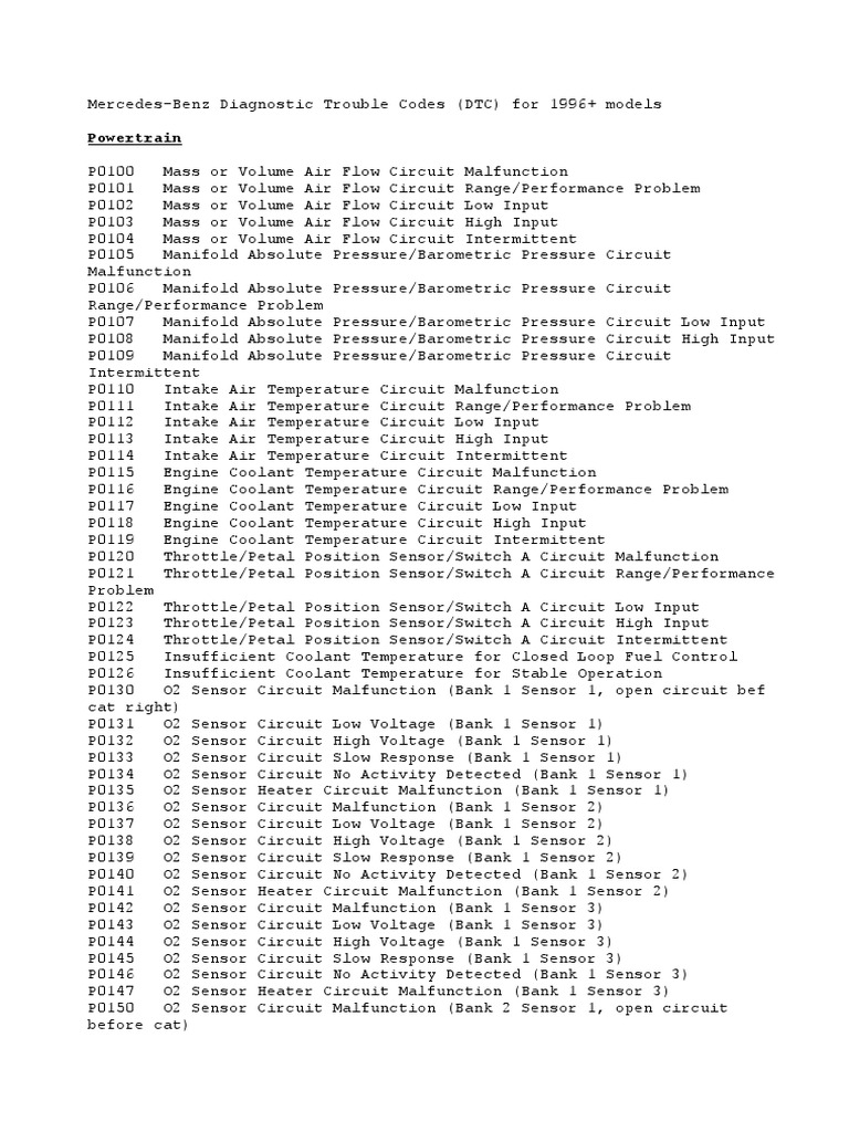 Mb Dtc Pdf Pdf Fuel Injection Throttle