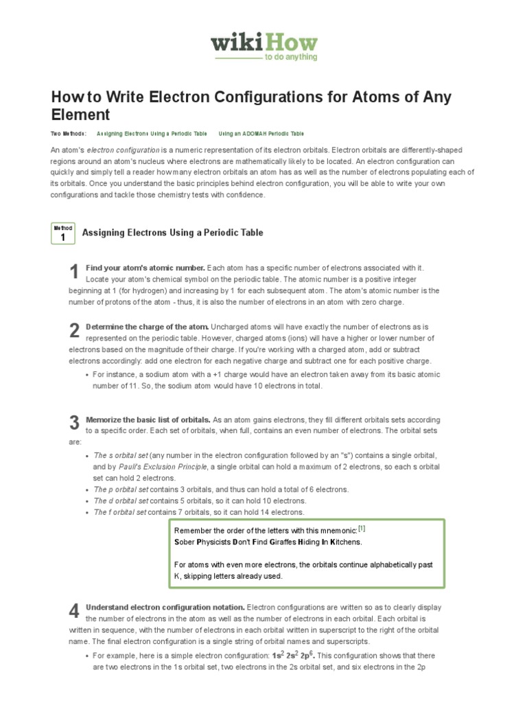 How To Write Electron Configurations For Atoms of Any Element | PDF ...