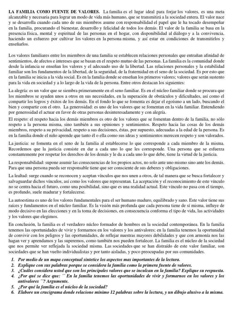La Familia: Pilar de Valores Humanos | PDF | Familia | Justicia