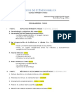 Programa Del Curso Sobre Met. Exegesis Biblica