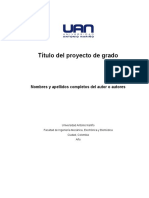 Proyecto de grado sobre el título 'Título del proyecto de grado' de Nombres y apellidos completos del autor o autores para la Universidad Antonio Nariño