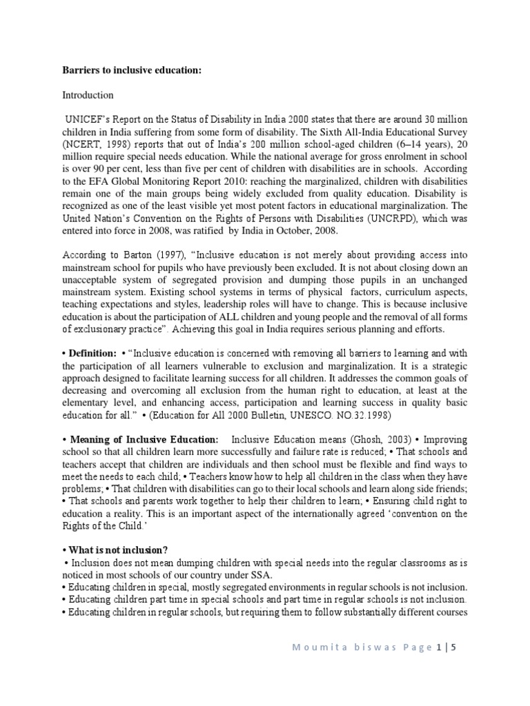 Barriers to Inclusive Education Explained | PDF | Inclusion (Education ...