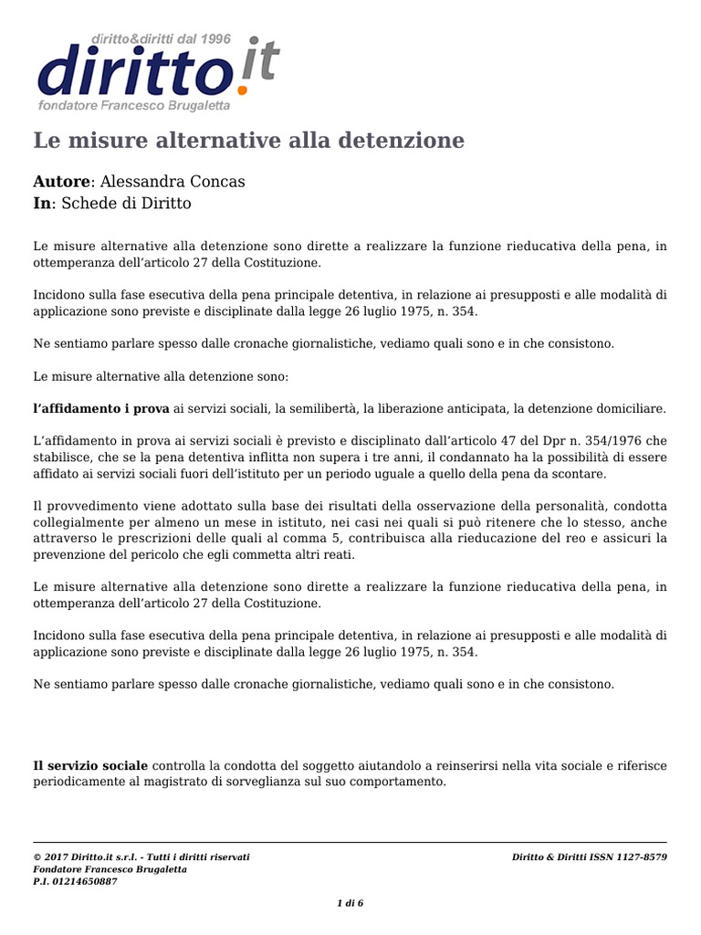 Le Misure Alternative Alla Detenzione PDF