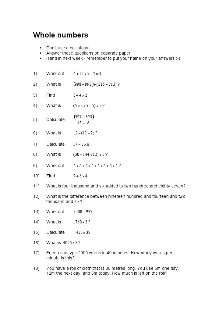 1 Mathswholenumbers | PDF