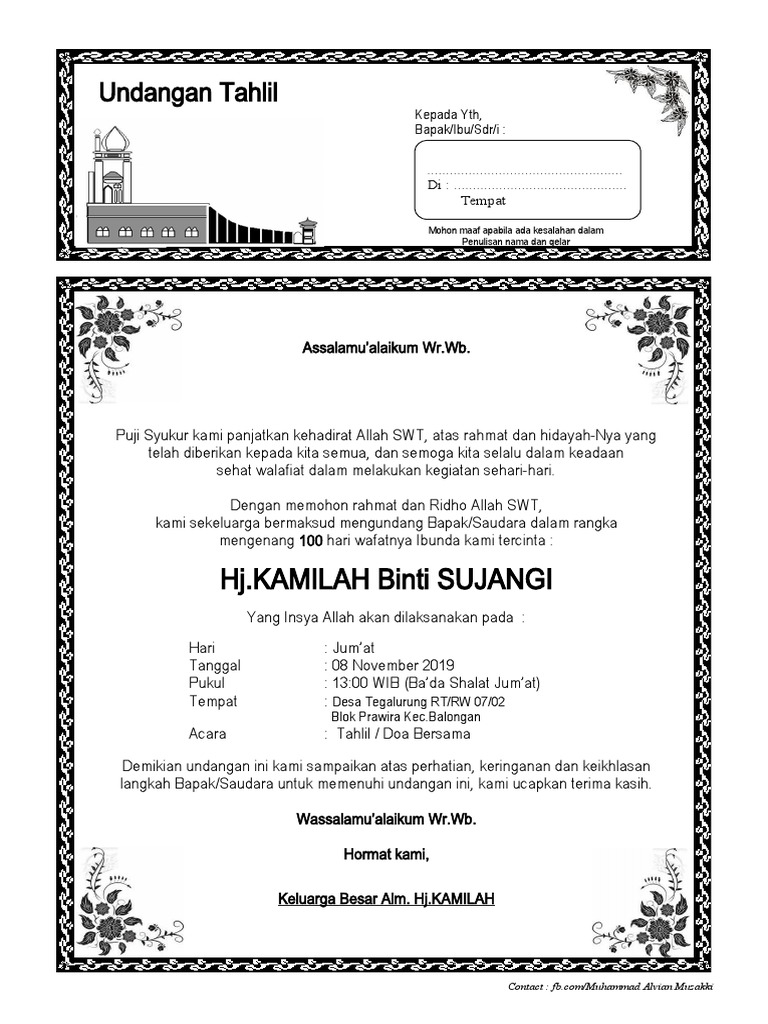 Undangan Tahlil | PDF