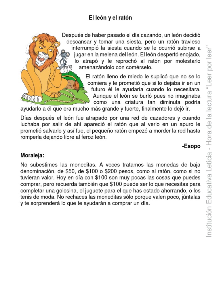 Esopo - El León y El Ratón | PDF