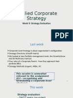 Applied Corporate Strategy Week 9: Evaluating Strategy Options
