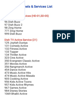 dish network channels list