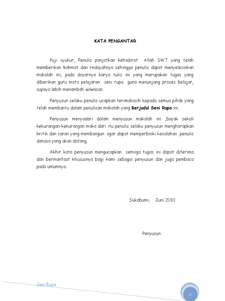 Kata Pengantar Seni Rupa